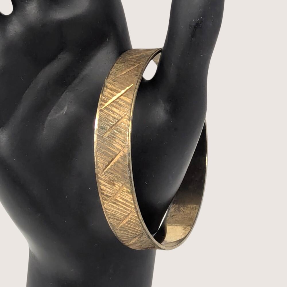 Vintage Park Lane Gold Tone Textured Metal Bangle Bracelet